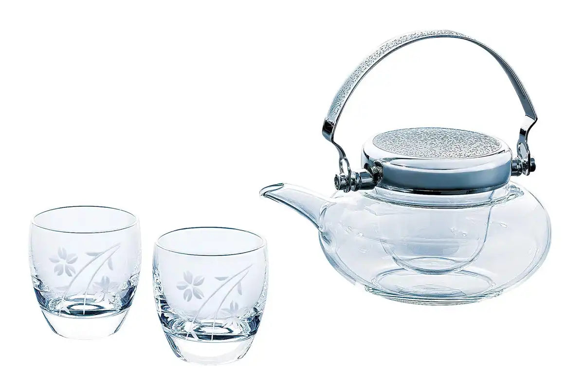 Toyo Sasaki Glass Jirori Cold Sake Vessels 360Ml 100Ml - 3Pc Set Made In Japan