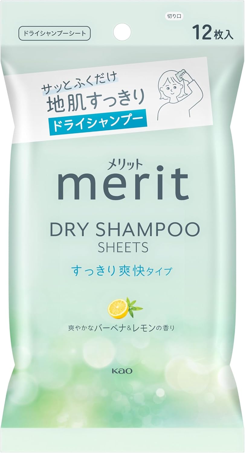 Merit Day Plus Lingettes Shampoing Sec Japon Blanc Vert 12 Lingettes