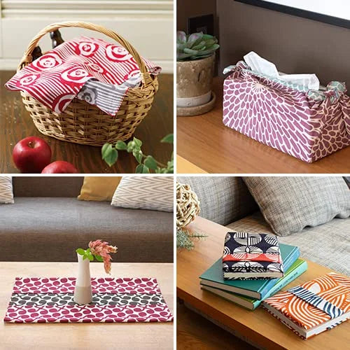 Musubi Furoshiki Chief Isa Pattern Double Sided Weeping Cherry Blossom Pink Mint 48Cm Cotton Japan