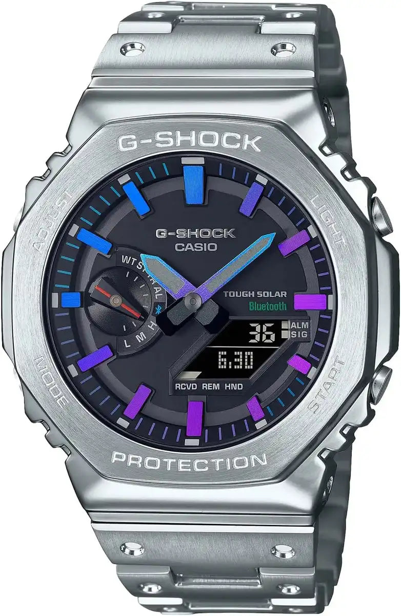 G-SHOCK GM-B2100 Classic Gold Wristwatch with Bracelet Band - Silver Purple Blue
- 4549526361609