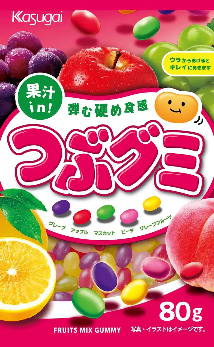 Kasugai Tsubu Gummy Mixed Fruit Gummies 80G