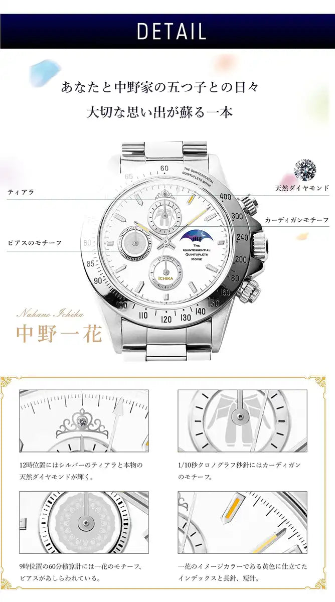 Toei Japan The Quintessential Quintuplet Movie Commemorative Sun & Moon Chronograph Watch Ichika Nakano (Black)