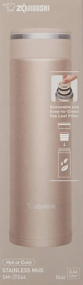 Zojirushi 16-Oz Stainless Steel Travel Mug with Tea Leaf Filter in Pink Champagne