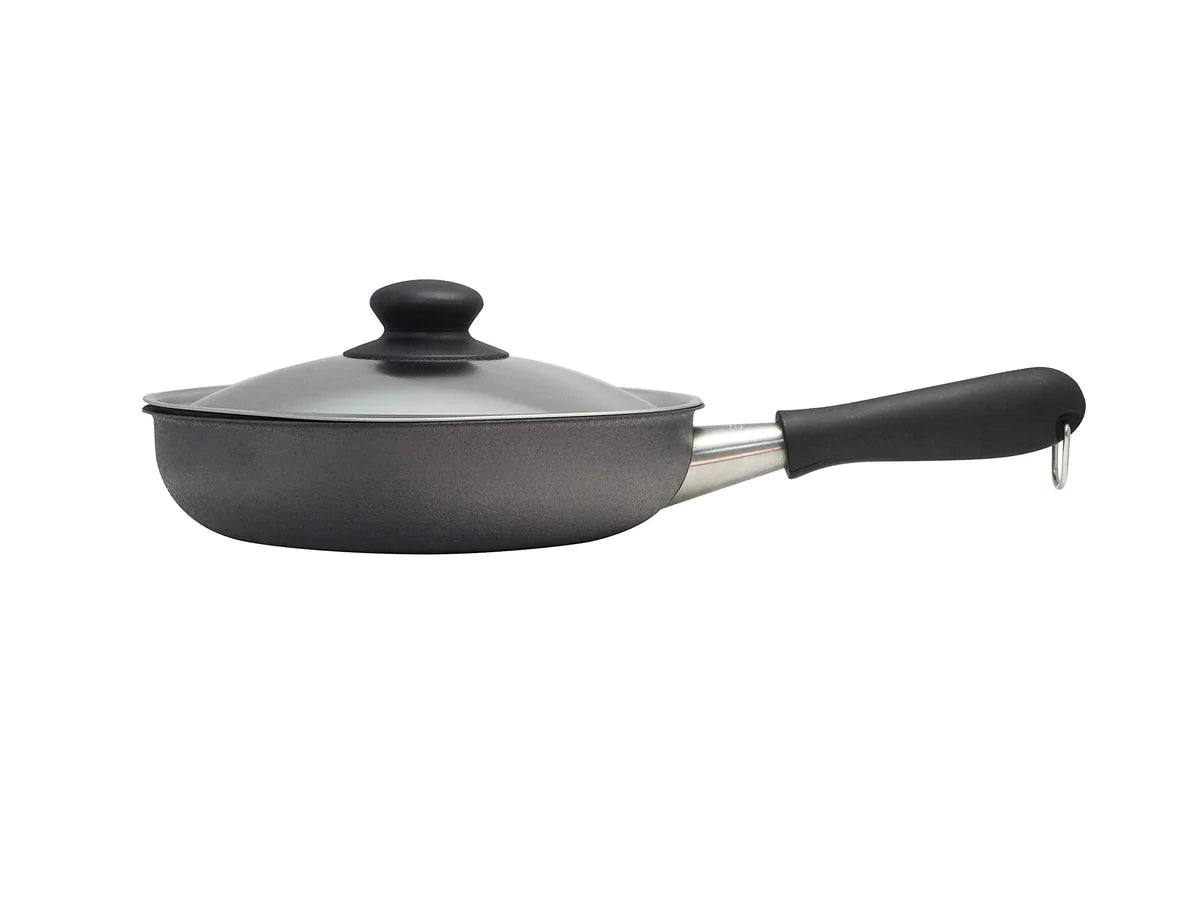 Sori Yanagi Japan Iron Frying Pan 22Cm W/ Lid Compatible Ih Double Fiber Line Nitriding