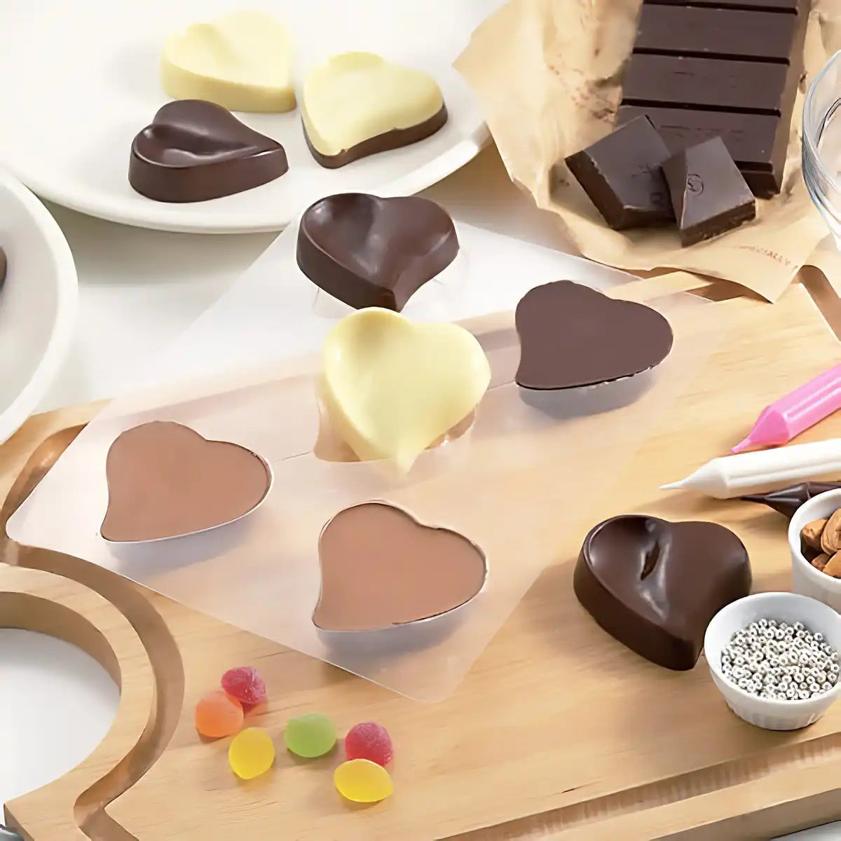 Tigercrown Pet Resin Curvy Heart Chocolate Mold 5pcs