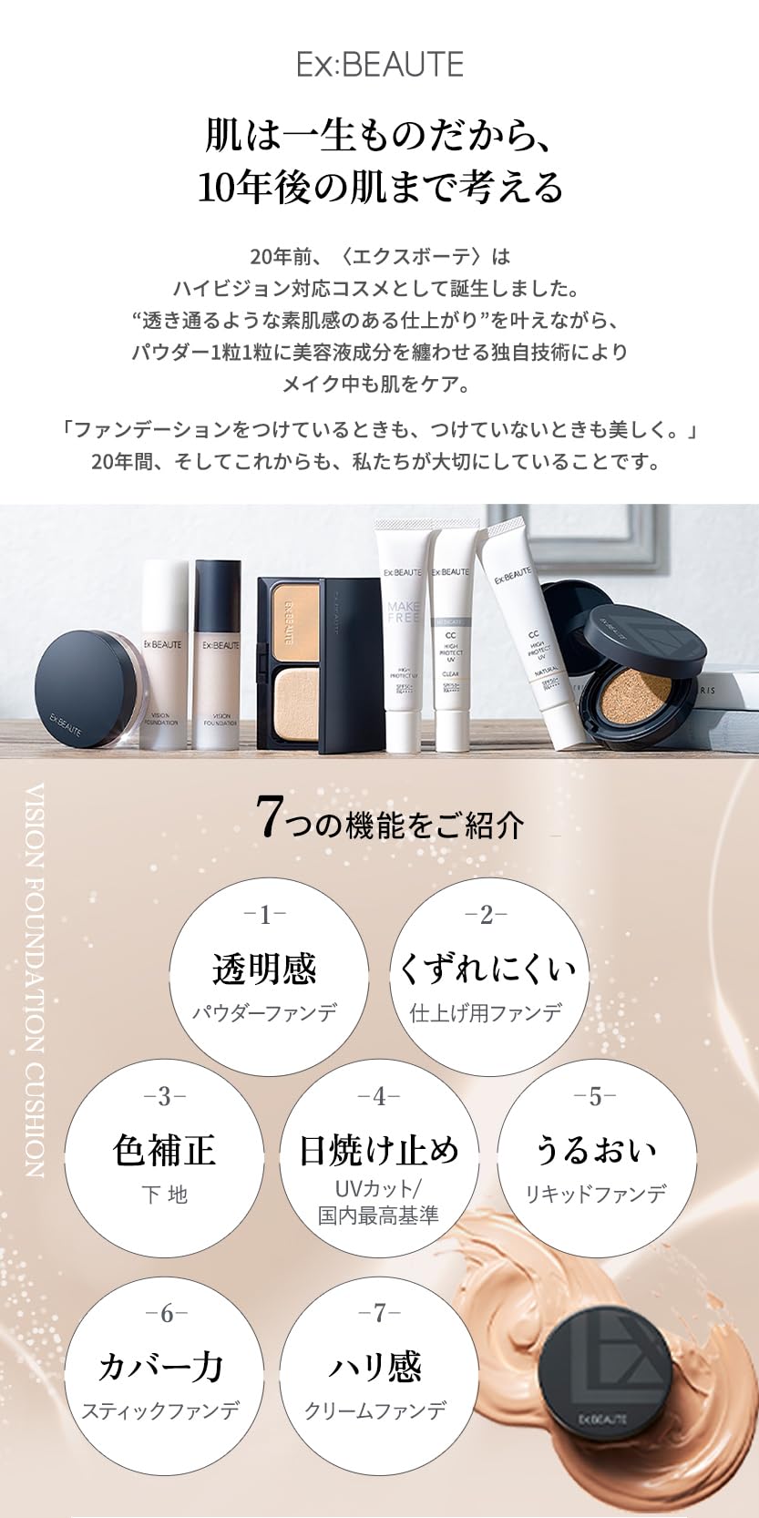 EX:BEAUTE Glossy Skin Cushion SPF50 PA++++ High Coverage Foundation Ocher 03