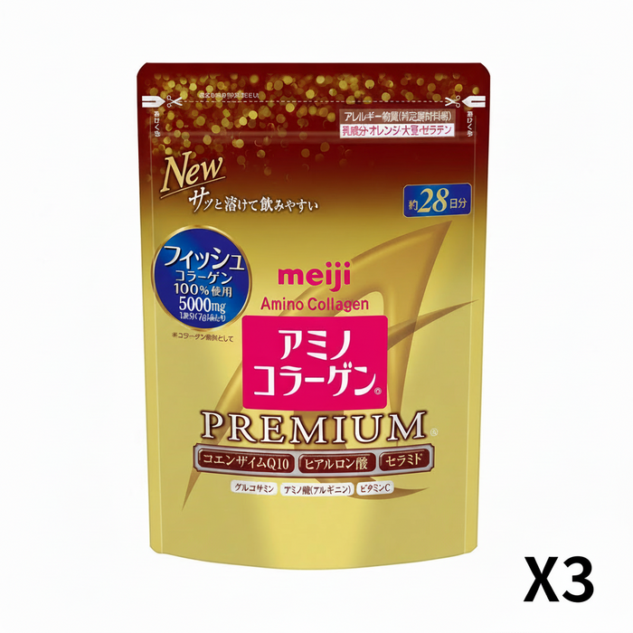 Meiji New Amino Collagen Premium Refill 196g - Set of 3