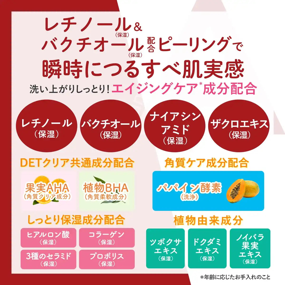 Det Clear Bright & Peel Aging Care Jelly 180ml with Retinol & Bakuchiol Made in Japan
