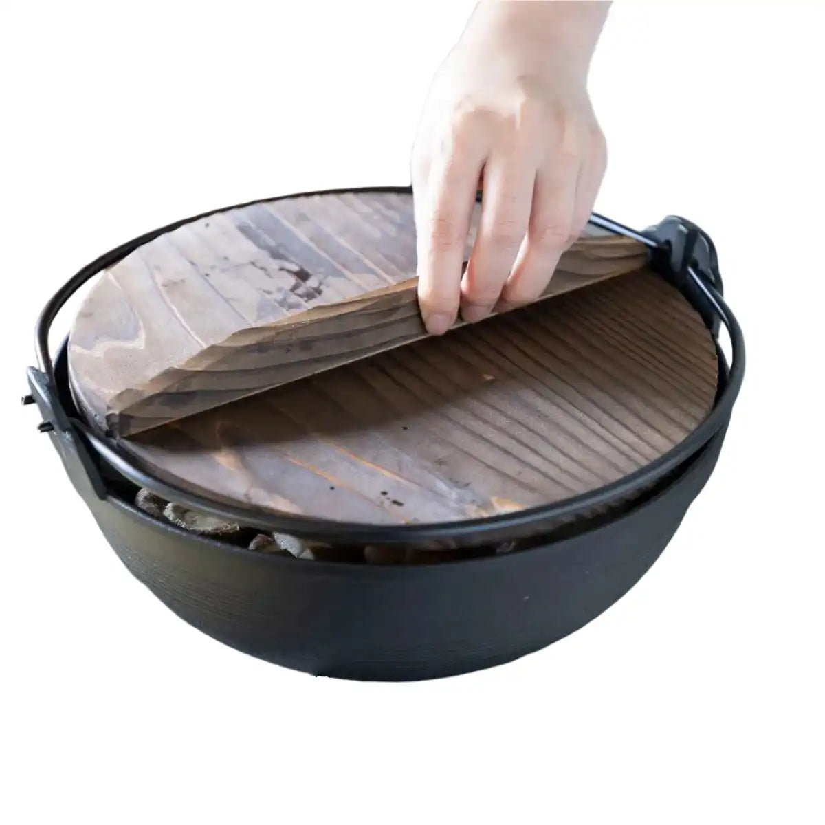 Iwachu Nambu Cast Iron Sukiyaki & Gyoza Pan Japan W/ Wooden Lid