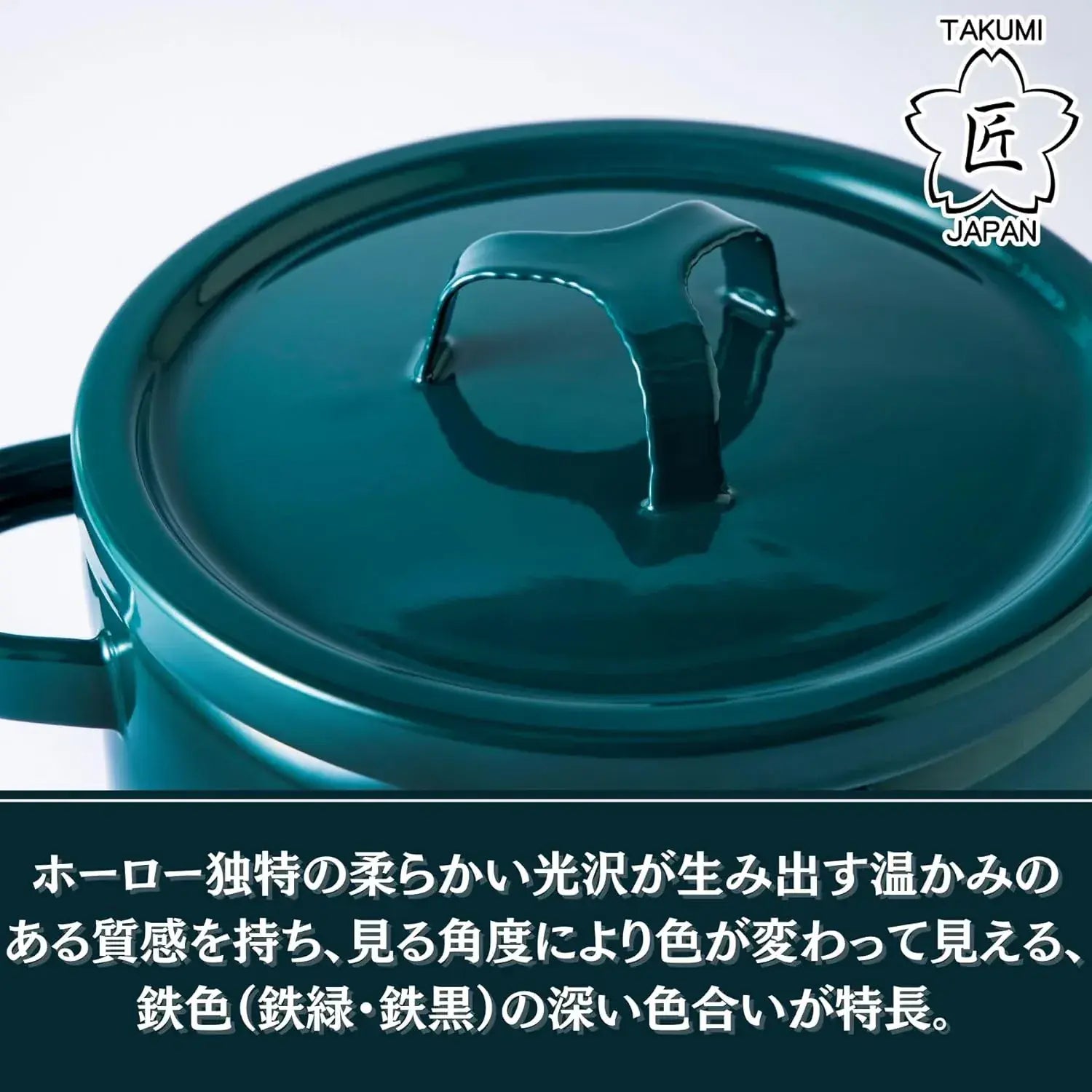 Takumi Japan Single Handled Enamel Pot Induction Gas Safe Dishwasher