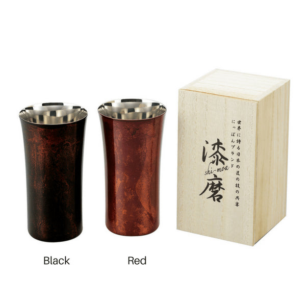 Asahi Yamanaka Urushi Lacquered Steel Beer Glass 240Ml Japan (Gift Boxed) Black