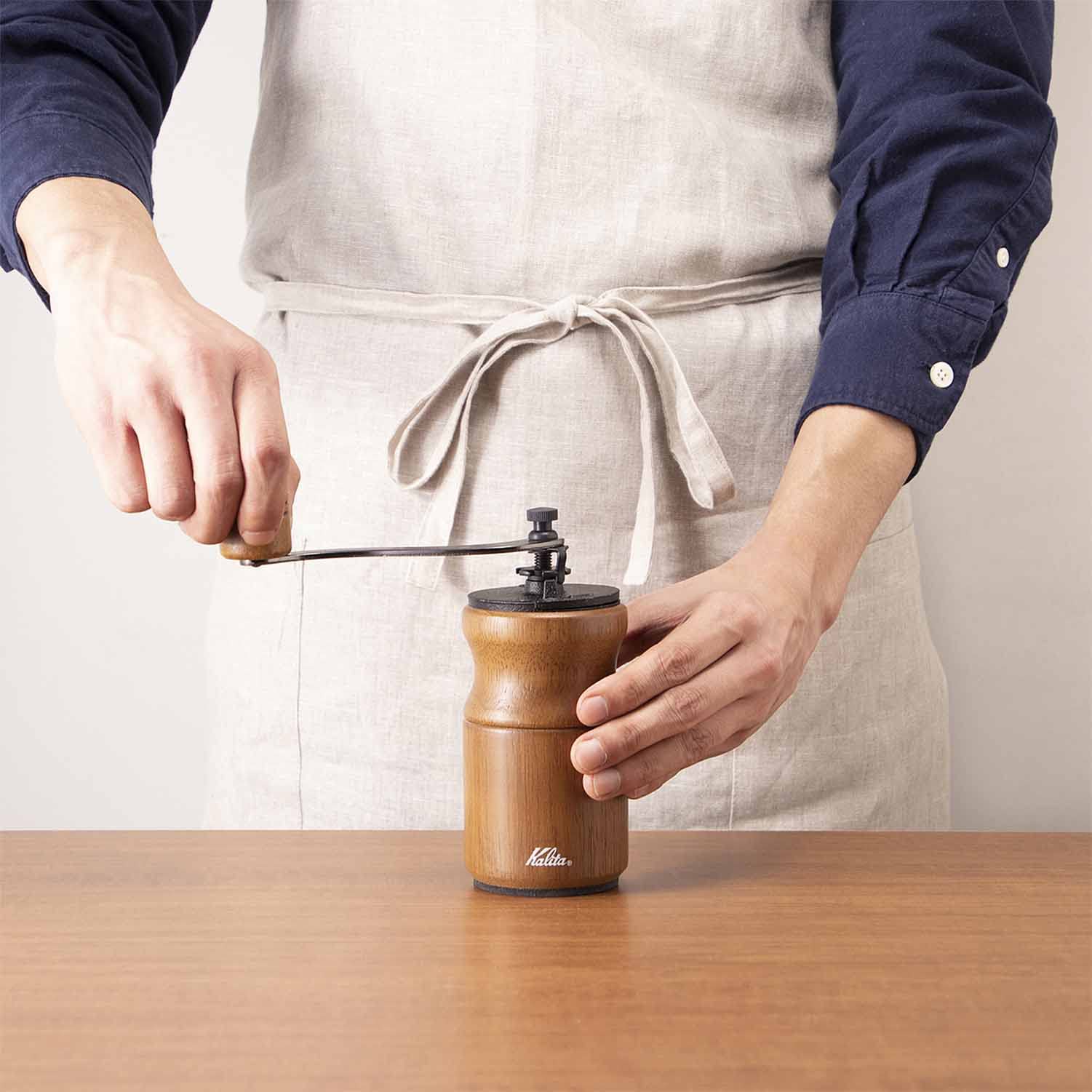 Kalita Kh-10 #42169 Antique Coffee Grinder - Wooden Hand Grind Small Outdoor Camping Adjustable Lid Japan