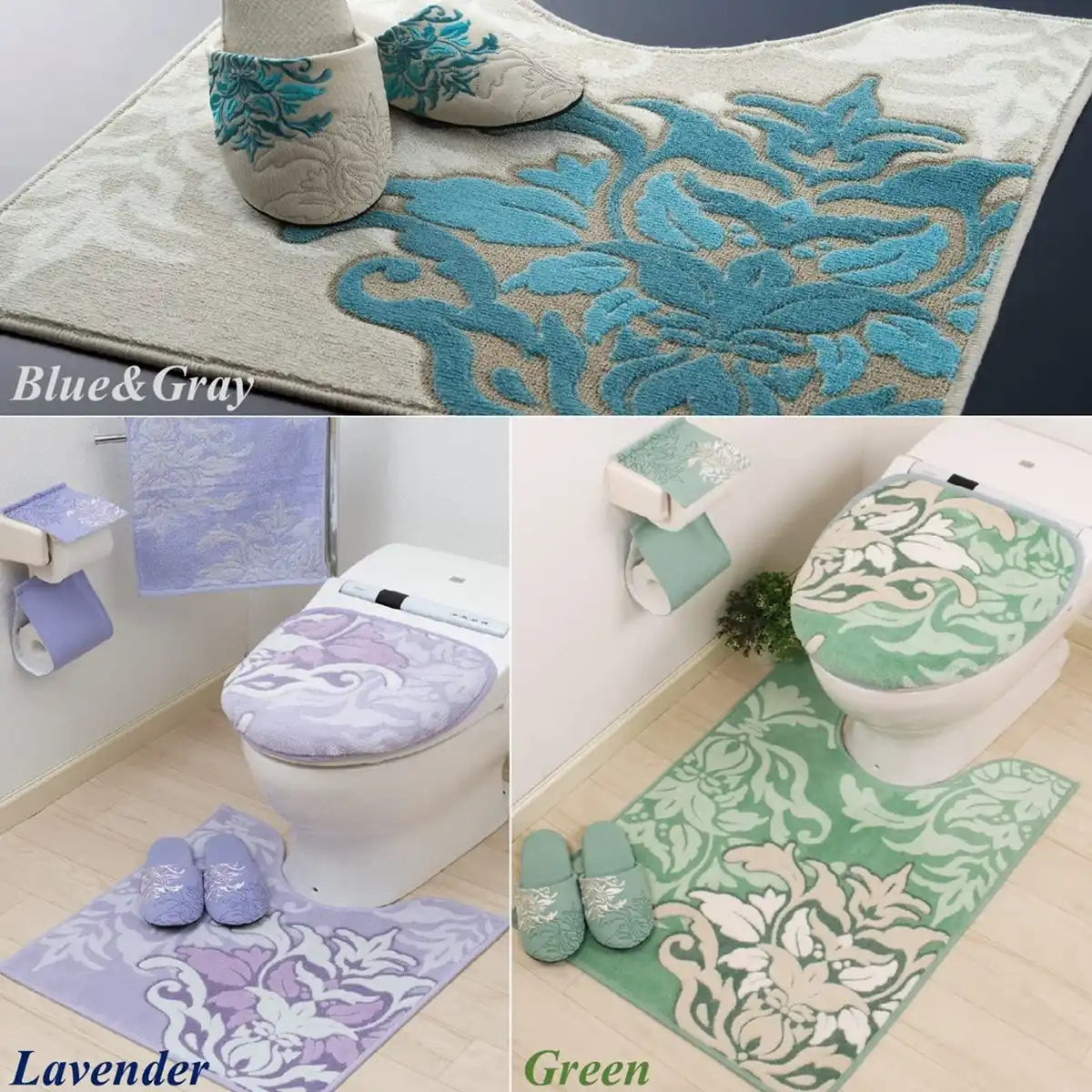 Senko Japan Samira Toilet Lid Cover Lavender Damask Antibacterial Deodorant 32052