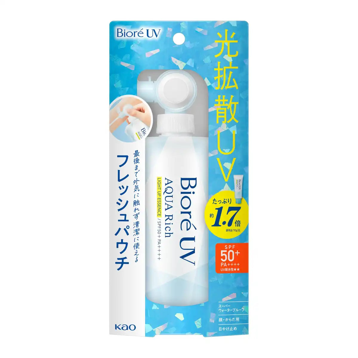 Biore UV Aqua Rich Light Up Essence Sunscreen SPF50 120g Fresh Pouch