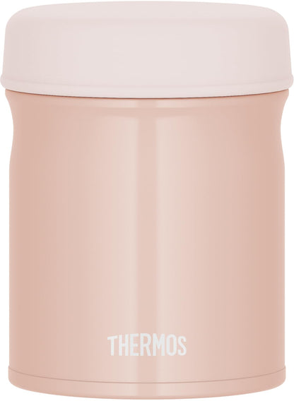 Thermos Vacuum Insulated 300ml Soup Jar Beige Pink Dishwasher-Safe Round Mouth Design - Easy Clean Keeps Food Warm or Cold
