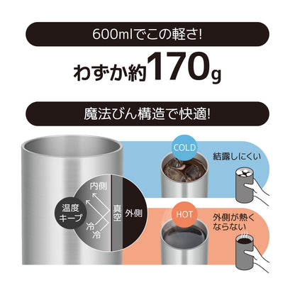 Thermos JDW-600 S 600ml Lightweight Stainless Steel Vacuum Insulated Tumbler