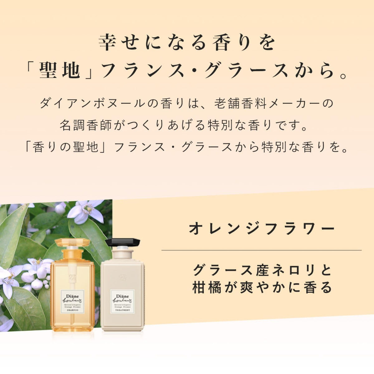 Diane Bonheur Orange Flower Shampoo 500ml - Moisturizing & Fragrant Cleanser