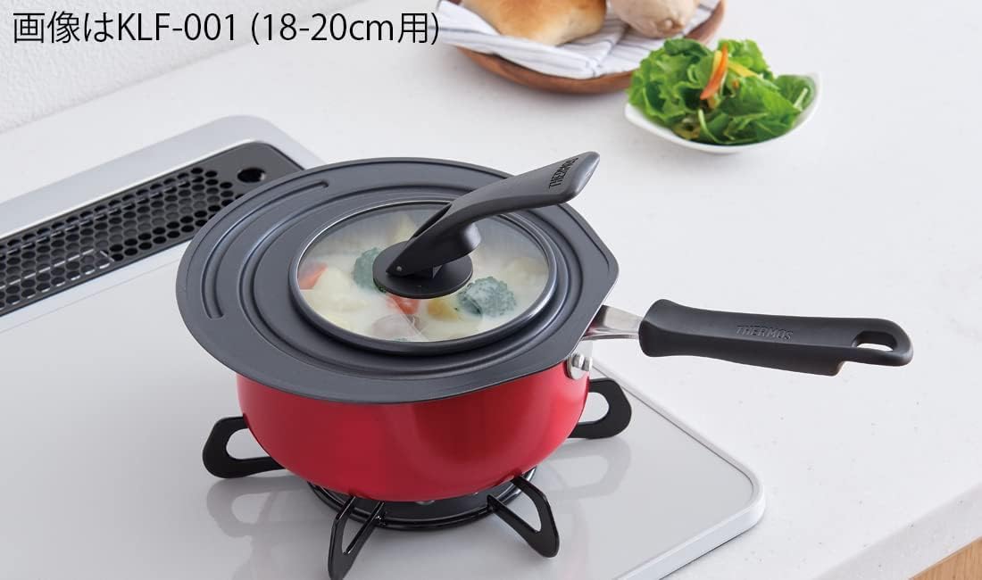 Thermos KLG-001 BK Black Pot and Pan Lid with Folding Stand 18/20cm Compatible