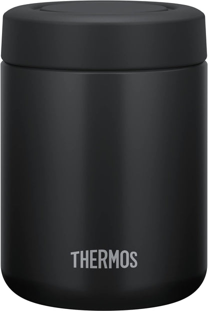 Thermos 500ml Black Vacuum Insulated Soup Jar Easy Clean Gentle Round Mouth - JBR-501 BK