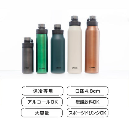 Tiger 500ml Carbonated Stainless Steel Water Bottle Portable Lake Blue