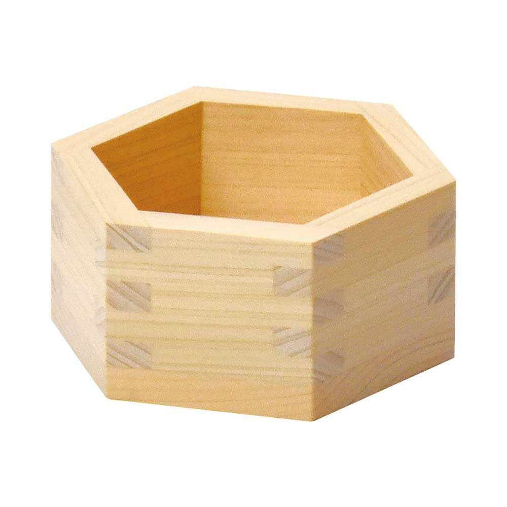 Yamaco Hinoki Hexagonal Masu Unpainted 9.8x8.5x4.5cm 12262 Durable Design