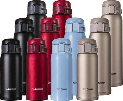 Zojirushi Lightweight Stainless Steel Water Bottle 360ml Warm/Cold One-Touch Open Light Blue