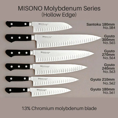Misono Molybdenum Gyuto Knife (Hollow Edge) Gyuto 210mm (No.562)