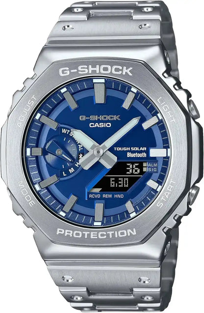 G-SHOCK GM-B2100 Classic Gold Wristwatch with Bracelet Band - Silver and Blue
 - 4549526374128