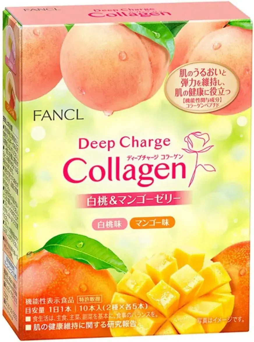 FANCL Deep Charge Collagen Stick Jelly Supplement - 10 Pieces White Peach & Mango - 4908049600532