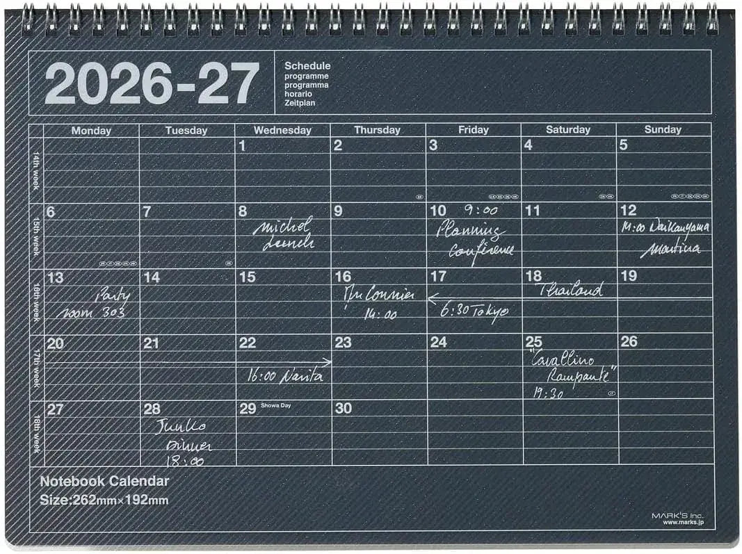 Mark's 2026 Planner Schedule Book Monthly Calendar Notebook - Black - 4550045160260