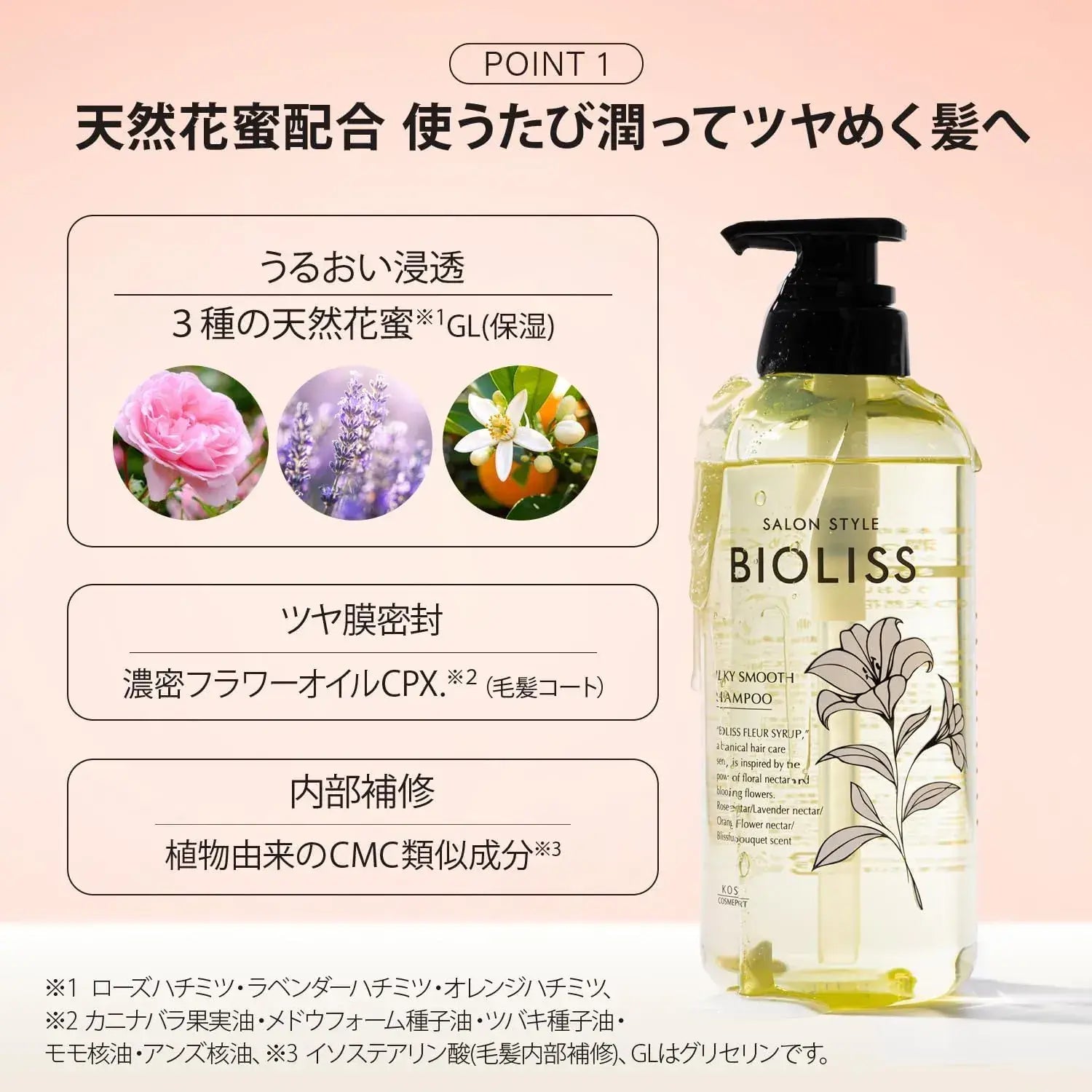 Salon Style Biolis Fleur Syrup Chikawa Pump Set Silky Smooth Shampoo Conditioner