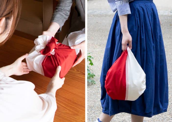 Musubi 70Cm Cotton Furoshiki Hare Wrapping Cloth - Red One Side - Japanese